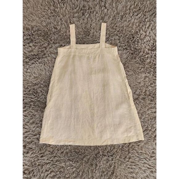 Domecil Dress Womens M/L Beige Sleeveless Square Neck Pinafore Pockets Natural - Picture 2 of 8